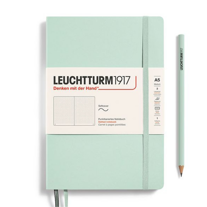 Leuchtturm1917 Natural Colours A5 Medium Softcover Notebook in Dotted / Mint Green — Leuchtturm1917 notebook — quality writing journal with premium paper, at Cityluxe Singapore stationery store