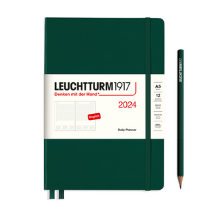 Leuchtturm1917 A5 Medium Hardcover Daily Planner 2024 - Forest Green