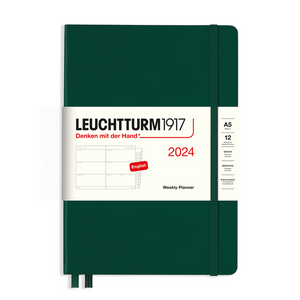 Leuchtturm1917 주간 플래너 미디엄 A5 2023 소책자 포함, 블랙