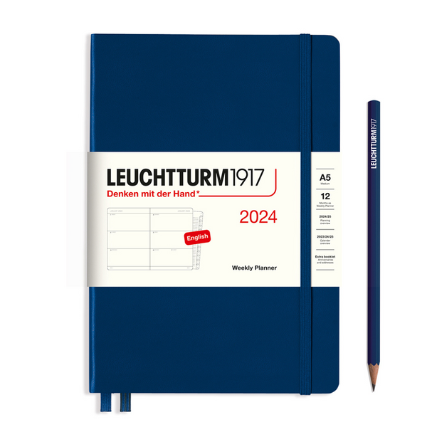 Load image into Gallery viewer, Leuchtturm1917 A5 Medium Weekly Planner with Booklet 2024 - Navy
