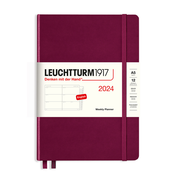 Load image into Gallery viewer, Leuchtturm1917 A5 Medium Weekly Planner with Booklet 2024 - Port Red
