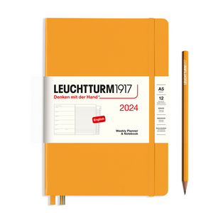 Leuchtturm1917 A5 Medium Weekly Planner & Notebook with Booklet 2024 - Rising Sun