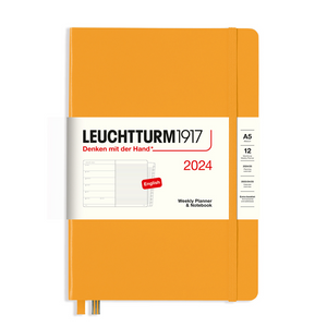 Leuchtturm1917 A5 Medium Weekly Planner & Notebook with Booklet 2024 - Rising Sun