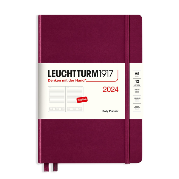将图片加载到图库查看器，Leuchtturm1917 A5 Medium Hardcover Daily Planner 2024 - Port Red

