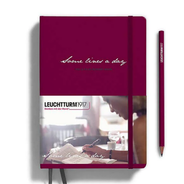 Leuchtturm1917 Some Lines A Day A5 Medium Hardcover Notebook - Port Red — front cover