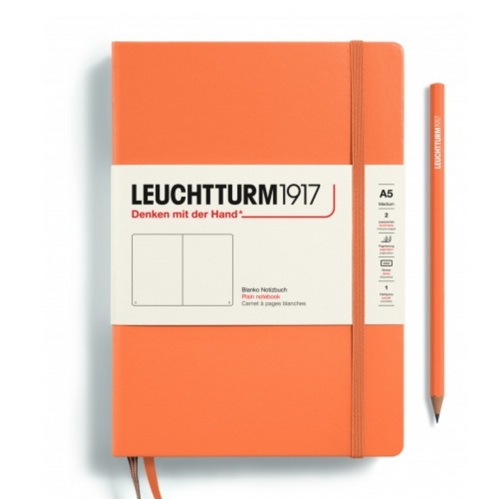 Leuchtturm1917 Recombine A5 Medium Hardcover Notebook in Plain / Apricot — Leuchtturm1917 notebook — quality writing journal with premium paper, at Cityluxe Singapore stationery store