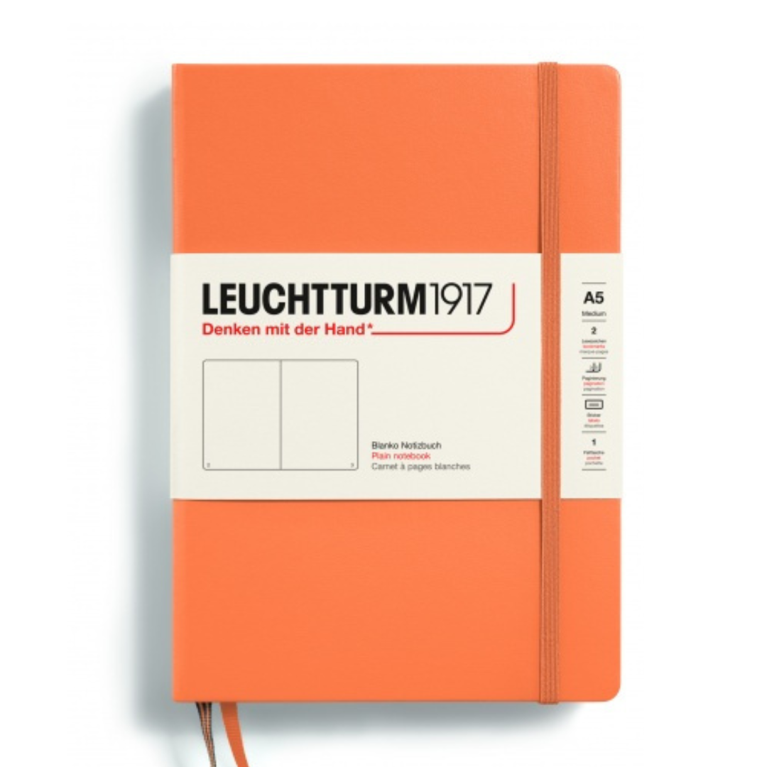 Leuchtturm1917 Recombine A5 Medium Hardcover Notebook in Plain / Apricot — Leuchtturm1917 notebook — quality writing journal with premium paper, at Cityluxe Singapore stationery store