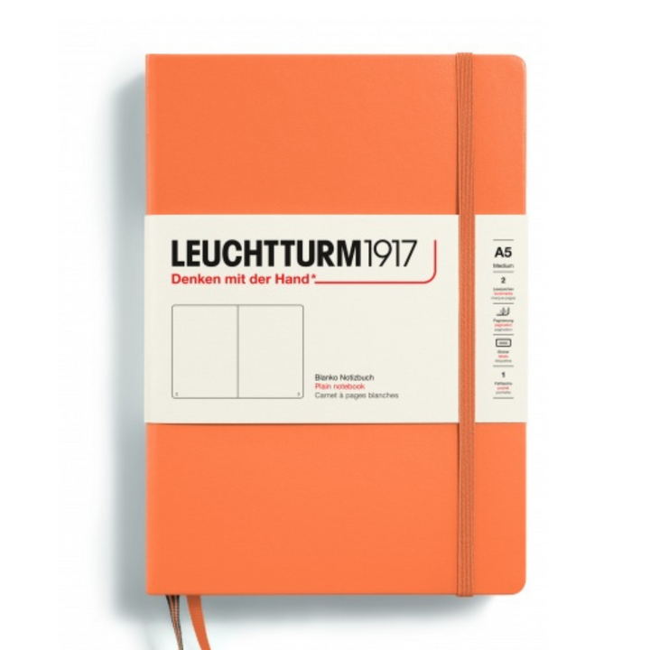 Leuchtturm1917 Recombine A5 Medium Hardcover Notebook in Plain / Apricot — Leuchtturm1917 notebook — quality writing journal with premium paper, at Cityluxe Singapore stationery store