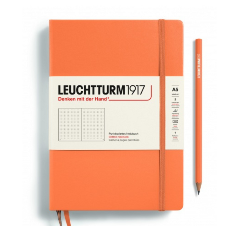 Leuchtturm1917 Recombine A5 Medium Hardcover Notebook in Dotted / Apricot — Leuchtturm1917 notebook — quality writing journal with premium paper, at Cityluxe Singapore stationery store
