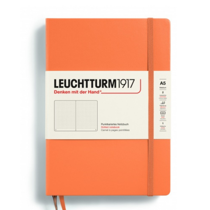 Leuchtturm1917 Recombine A5 Medium Hardcover Notebook in Dotted / Apricot — Leuchtturm1917 notebook — quality writing journal with premium paper, at Cityluxe Singapore stationery store