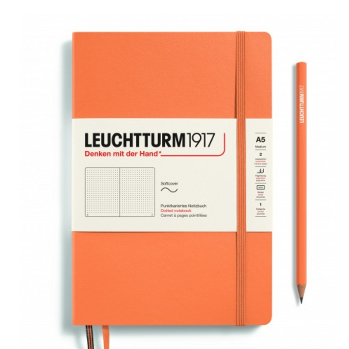 Leuchtturm1917 Recombine A5 Medium Softcover Notebook in Dotted / Apricot — Leuchtturm1917 notebook — quality writing journal with premium paper, at Cityluxe Singapore stationery store