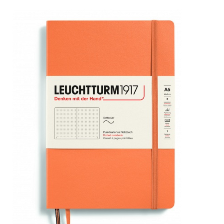 Leuchtturm1917 Recombine A5 Medium Softcover Notebook in Dotted / Apricot — Leuchtturm1917 notebook — quality writing journal with premium paper, at Cityluxe Singapore stationery store