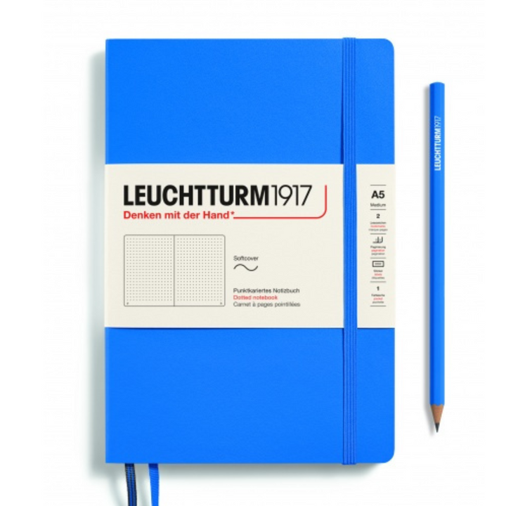Leuchtturm1917 Recombine A5 Medium Softcover Notebook in Dotted / Sky — Leuchtturm1917 notebook — quality writing journal with premium paper, at Cityluxe Singapore stationery store