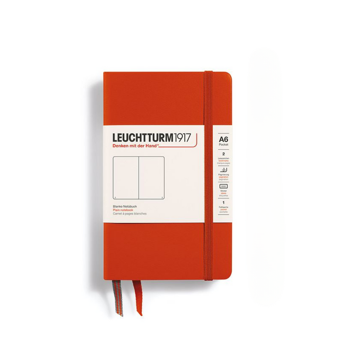 Leuchtturm1917 A6 Pocket Hardcover Notebook in Plain / Fox Red — Leuchtturm1917 notebook — quality writing journal with premium paper, at Cityluxe Singapore stationery store