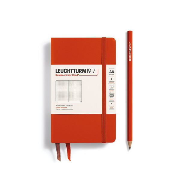 将图片加载到图库查看器，Leuchtturm1917 A6 Pocket Hardcover Notebook - Dotted / Fox Red
