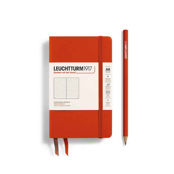 이미지를 갤러리 뷰어에 로드 , Leuchtturm1917 A6 Pocket Hardcover Notebook - Dotted / Fox Red
