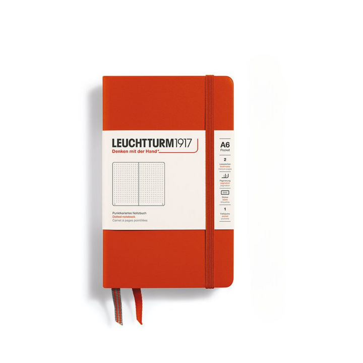 Leuchtturm1917 A6 Pocket Hardcover Notebook in Dotted / Fox Red — Leuchtturm1917 notebook — quality writing journal with premium paper, at Cityluxe Singapore stationery store