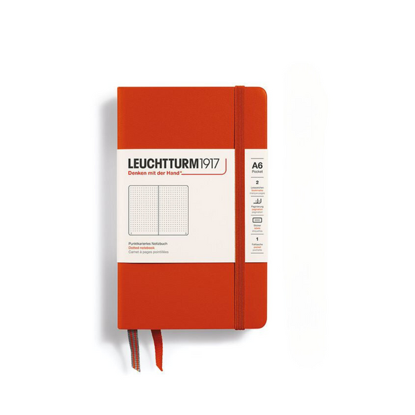 이미지를 갤러리 뷰어에 로드 , Leuchtturm1917 A6 Pocket Hardcover Notebook - Dotted / Fox Red
