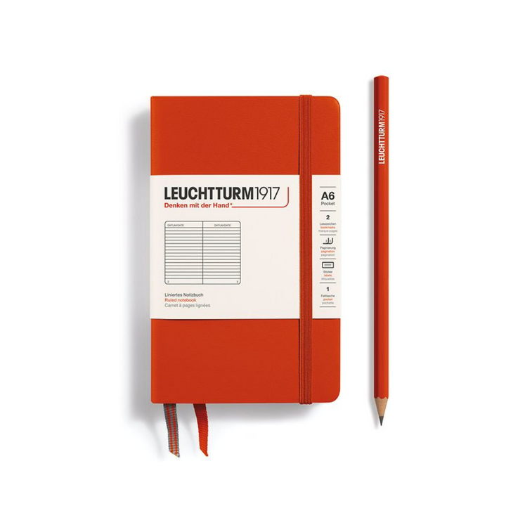 Leuchtturm1917 A6 Pocket Hardcover Notebook in Ruled / Fox Red — Leuchtturm1917 notebook — quality writing journal with premium paper, at Cityluxe Singapore stationery store