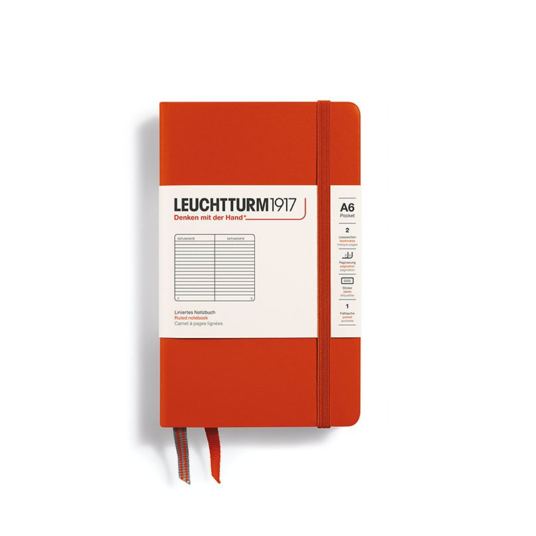 Leuchtturm1917 A6 Pocket Hardcover Notebook in Ruled / Fox Red — Leuchtturm1917 notebook — quality writing journal with premium paper, at Cityluxe Singapore stationery store