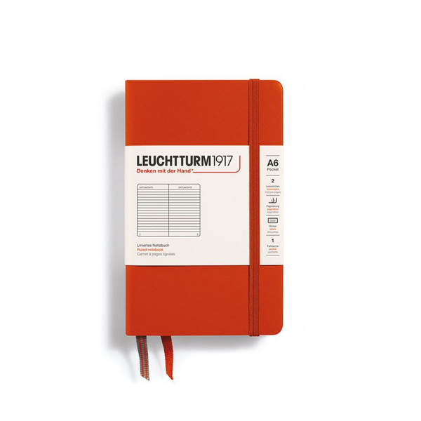 将图片加载到图库查看器，Leuchtturm1917 A6 Pocket Hardcover Notebook - Ruled / Fox Red
