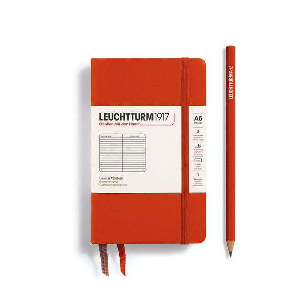 将图片加载到图库查看器，Leuchtturm1917 A6 Pocket Hardcover Notebook - Ruled / Fox Red
