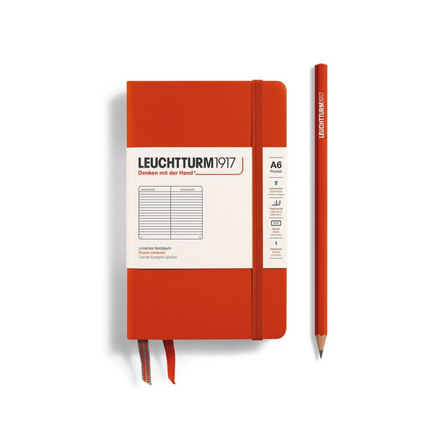 이미지를 갤러리 뷰어에 로드 , Leuchtturm1917 A6 Pocket Hardcover Notebook - Ruled / Fox Red
