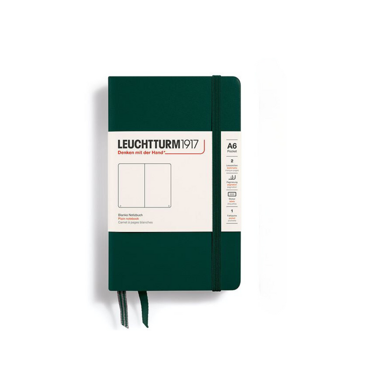 Leuchtturm1917 A6 Pocket Hardcover Notebook in Plain / Forest Green — Leuchtturm1917 notebook — quality writing journal with premium paper, at Cityluxe Singapore stationery store