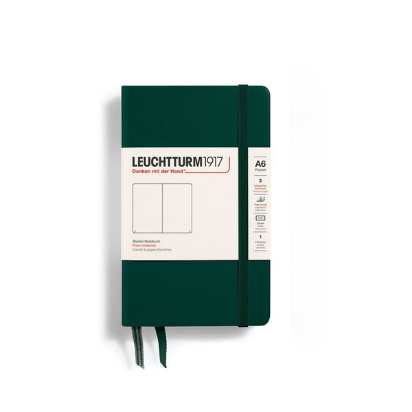 이미지를 갤러리 뷰어에 로드 , Leuchtturm1917 A6 Pocket Hardcover Notebook - Plain / Forest Green
