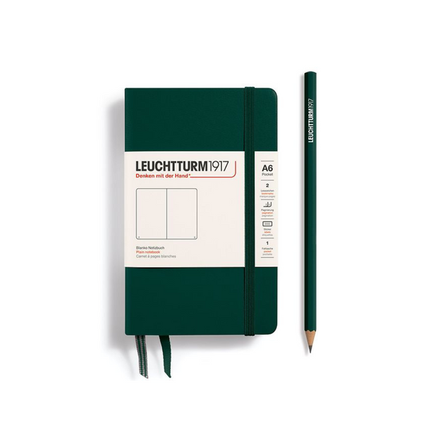 이미지를 갤러리 뷰어에 로드 , Leuchtturm1917 A6 Pocket Hardcover Notebook - Plain / Forest Green
