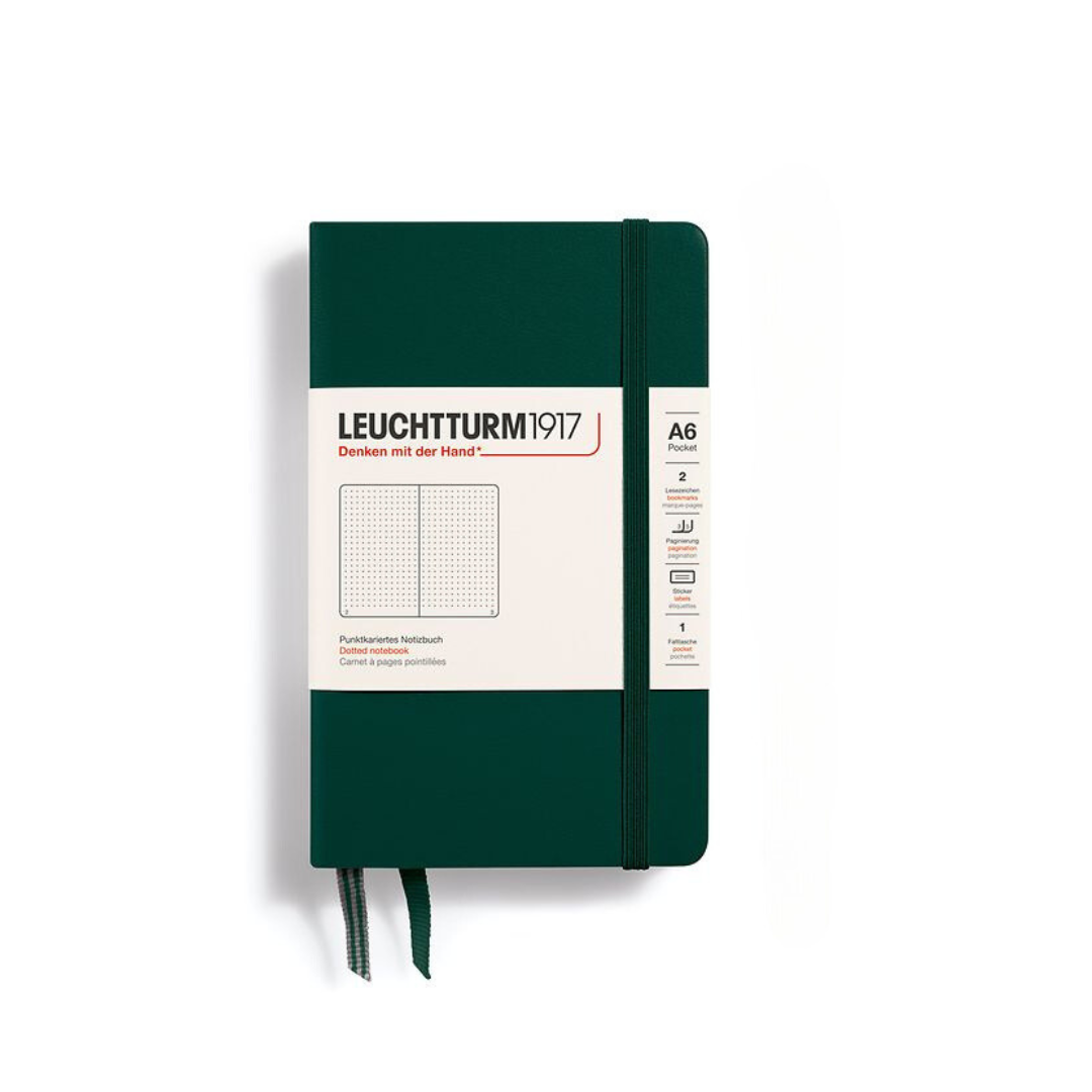 Leuchtturm1917 A6 Pocket Hardcover Notebook in Dotted / Forest Green — Leuchtturm1917 notebook — quality writing journal with premium paper, at Cityluxe Singapore stationery store