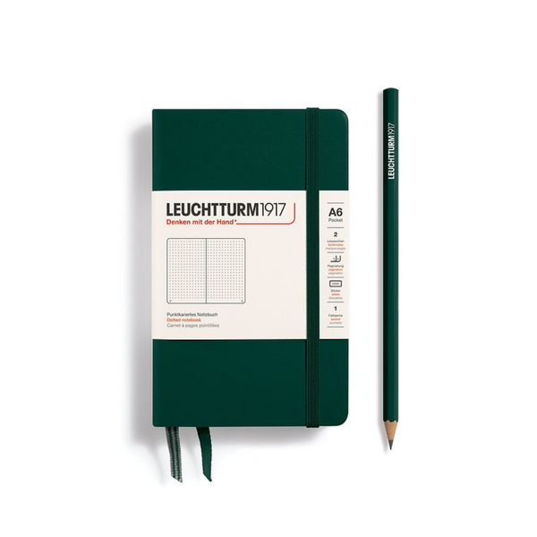 이미지를 갤러리 뷰어에 로드 , Leuchtturm1917 A6 Pocket Hardcover Notebook - Dotted / Forest Green
