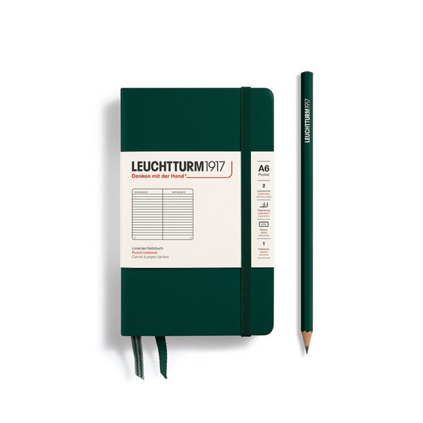 Load image into Gallery viewer, Leuchtturm1917 A6 Pocket Hardcover Notebook - Ruled / Forest Green
