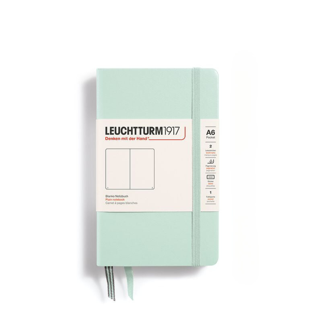 Leuchtturm1917 A6 Pocket Hardcover Notebook in Plain / Mint Green — Leuchtturm1917 notebook — quality writing journal with premium paper, at Cityluxe Singapore stationery store