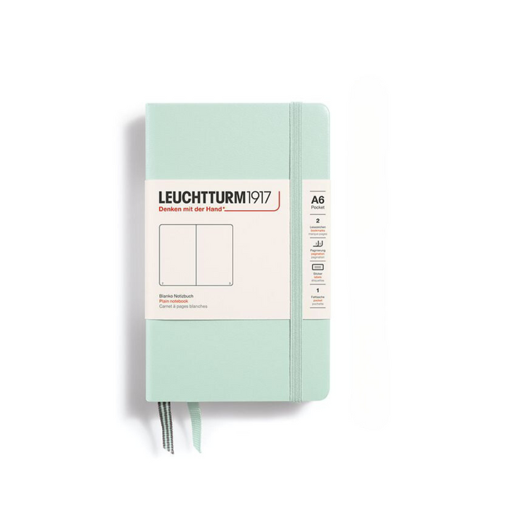 Leuchtturm1917 A6 Pocket Hardcover Notebook in Plain / Mint Green — Leuchtturm1917 notebook — quality writing journal with premium paper, at Cityluxe Singapore stationery store