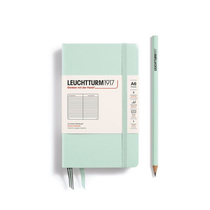 Leuchtturm1917 A6 Pocket Hardcover Notebook in Ruled / Mint Green — Leuchtturm1917 notebook — quality writing journal with premium paper, at Cityluxe Singapore stationery store