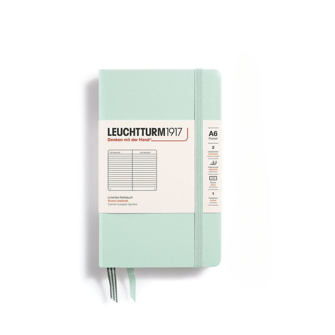 Leuchtturm1917 A6 Pocket Hardcover Notebook in Ruled / Mint Green — Leuchtturm1917 notebook — quality writing journal with premium paper, at Cityluxe Singapore stationery store