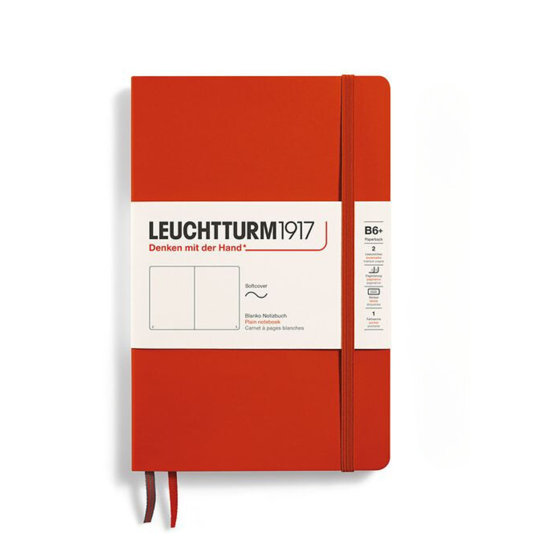 Leuchtturm1917 B6+ Softcover Paperback Notebook in Plain / Fox Red — Leuchtturm1917 notebook — quality writing journal with premium paper, at Cityluxe Singapore stationery store