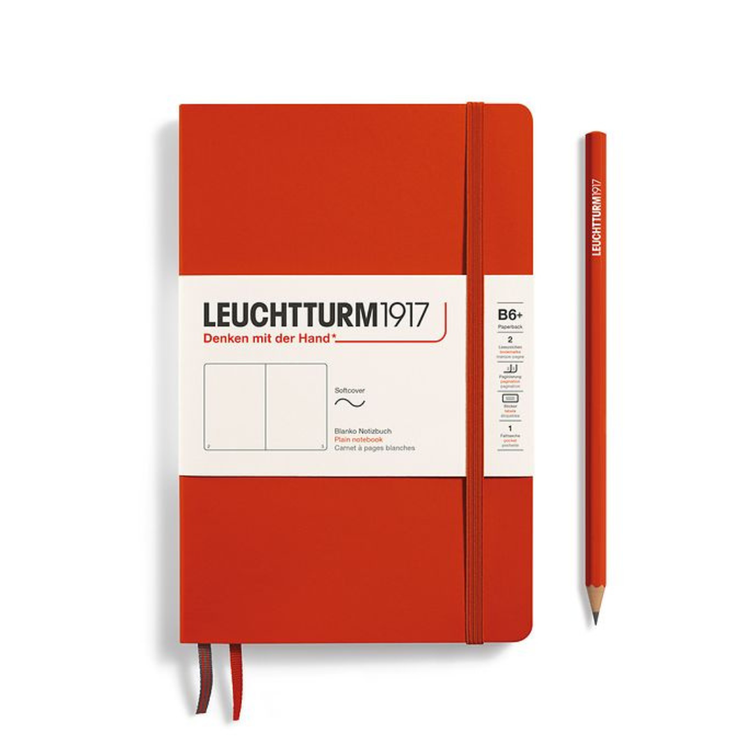 Leuchtturm1917 B6+ Softcover Paperback Notebook in Plain / Fox Red — Leuchtturm1917 notebook — quality writing journal with premium paper, at Cityluxe Singapore stationery store