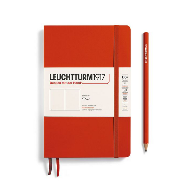 Load image into Gallery viewer, Leuchtturm1917 B6+ Softcover Paperback Notebook - Plain / Fox Red
