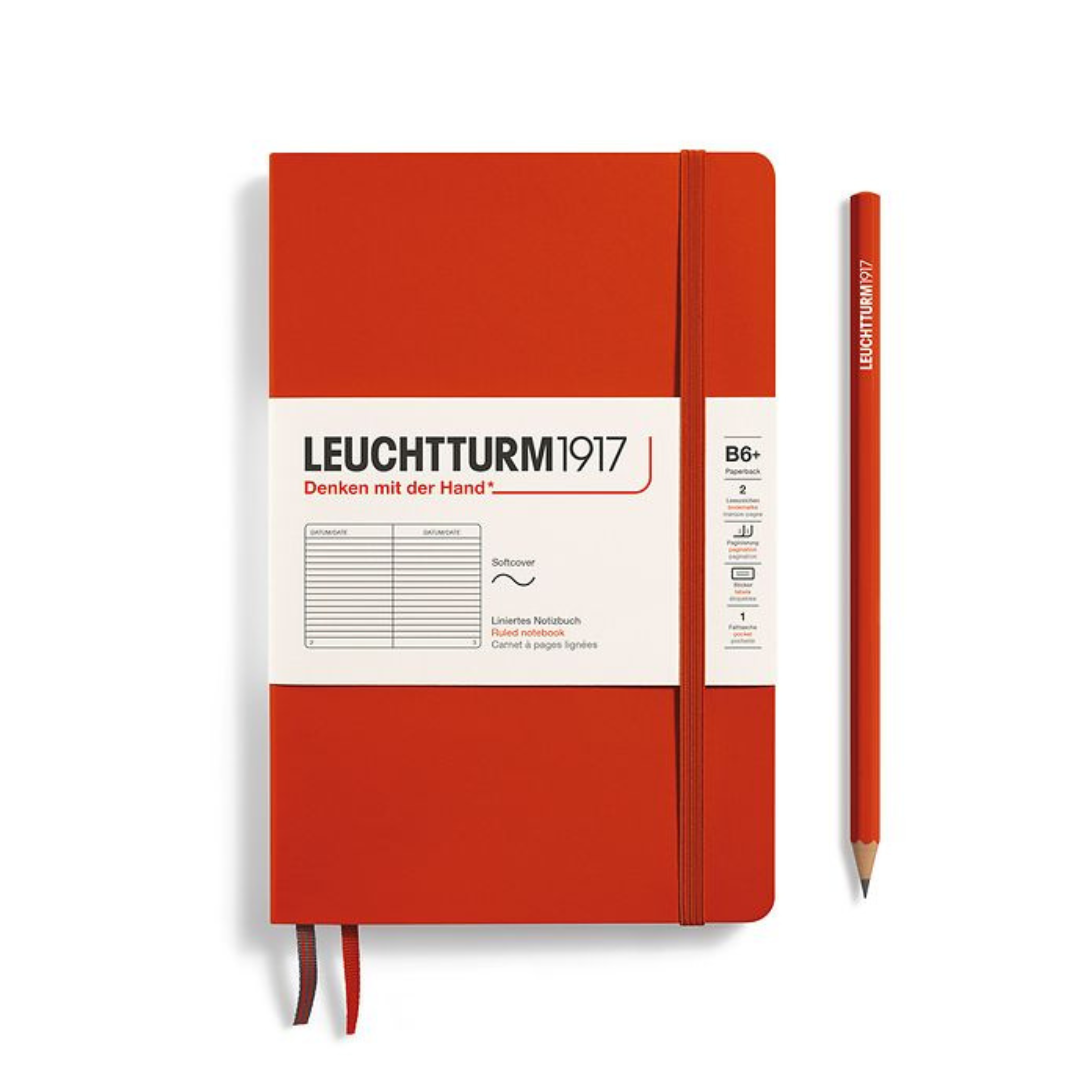 Leuchtturm1917 B6+ Softcover Paperback Notebook in Ruled / Fox Red — Leuchtturm1917 notebook — quality writing journal with premium paper, at Cityluxe Singapore stationery store