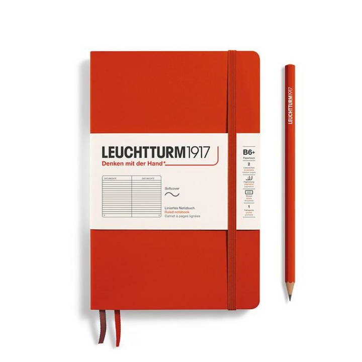 Leuchtturm1917 B6+ Softcover Paperback Notebook in Ruled / Fox Red — Leuchtturm1917 notebook — quality writing journal with premium paper, at Cityluxe Singapore stationery store