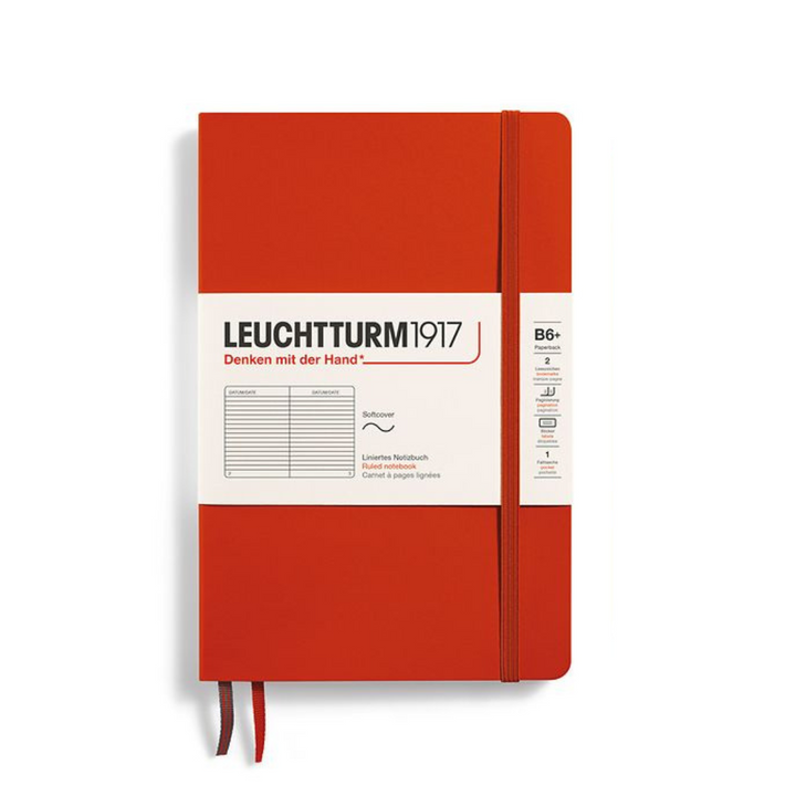 Leuchtturm1917 B6+ Softcover Paperback Notebook in Ruled / Fox Red — Leuchtturm1917 notebook — quality writing journal with premium paper, at Cityluxe Singapore stationery store