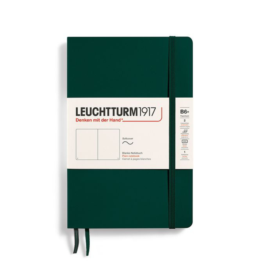Leuchtturm1917 B6+ Softcover Paperback Notebook in Plain / Forest Green — Leuchtturm1917 notebook — quality writing journal with premium paper, at Cityluxe Singapore stationery store