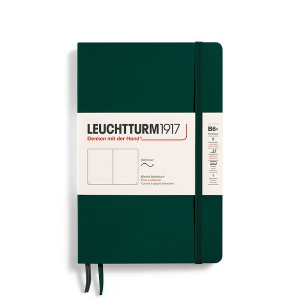 将图片加载到图库查看器，Leuchtturm1917 B6+ Softcover Paperback Notebook - Plain / Forest Green

