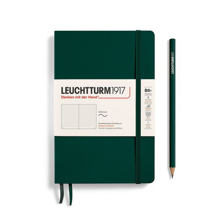 Leuchtturm1917 B6+ Softcover Paperback Notebook in Dotted / Forest Green — Leuchtturm1917 notebook — quality writing journal with premium paper, at Cityluxe Singapore stationery store