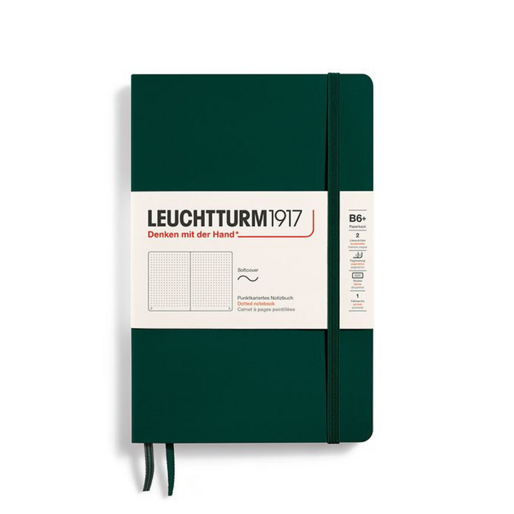 Leuchtturm1917 B6+ Softcover Paperback Notebook in Dotted / Forest Green — Leuchtturm1917 notebook — quality writing journal with premium paper, at Cityluxe Singapore stationery store