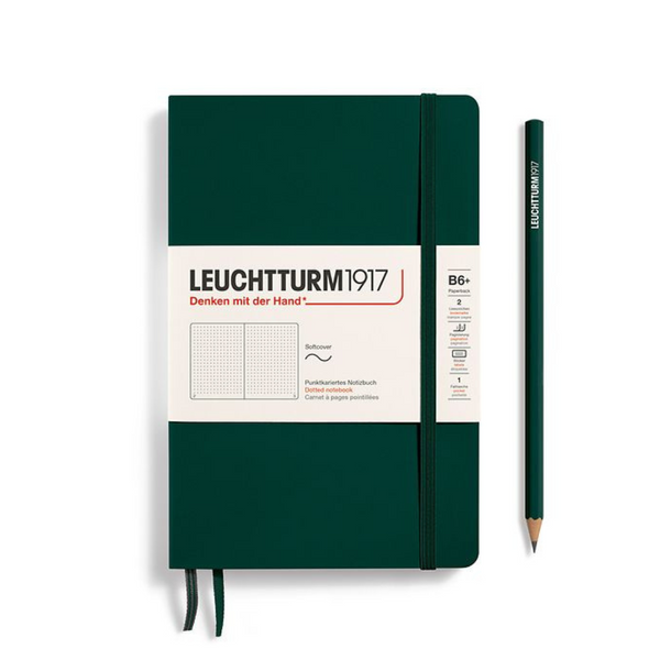 将图片加载到图库查看器，Leuchtturm1917 B6+ Softcover Paperback Notebook - Dotted / Forest Green
