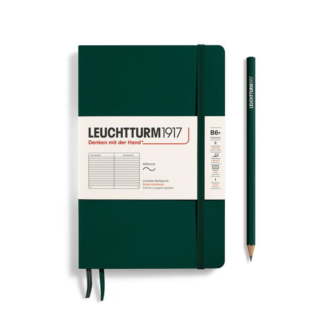 Leuchtturm1917 B6+ Softcover Paperback Notebook in Ruled / Forest Green — Leuchtturm1917 notebook — quality writing journal with premium paper, at Cityluxe Singapore stationery store