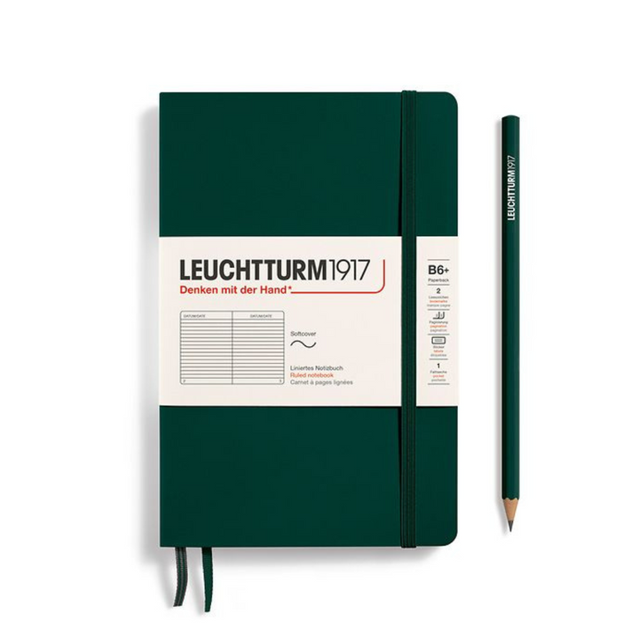 Leuchtturm1917 B6+ Softcover Paperback Notebook in Ruled / Forest Green — Leuchtturm1917 notebook — quality writing journal with premium paper, at Cityluxe Singapore stationery store